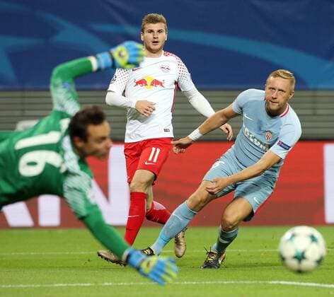 Leipzig Germany 13 09 2017 UEFA Champions League 2017 18 Season Group G Matchday 1 RB Leipzig AS Monaco Diego Benaglio Goalkeeper AS Monaco Timo Werner RB Adama Diakhaby AS Monaco
