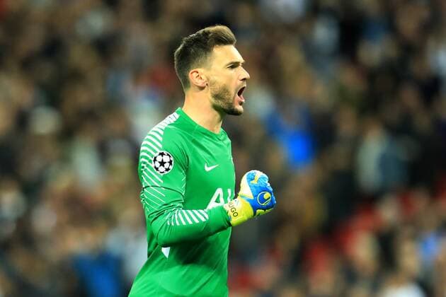 13th September 2017, Wembley Stadium, London, England; Champions League Group stage, Tottenham Hotspur versus Borussia Dortmund; Hugo Lloris of Tottenham Hotspur celebrates Harry Kane of Tottenham Hotspur goal for 3-1  ActionPlus11929863