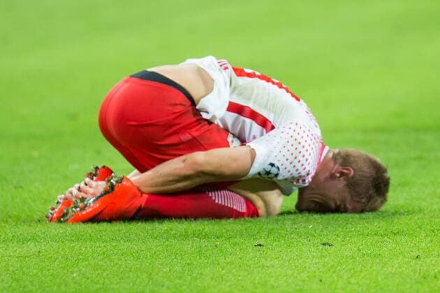 Marcel Halstenberg RB Leipzig 23 was unsanft taken Foul Football Men UEFA Champions League RB Leipzig AS Monaco xprx