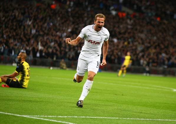 September 13, 2017 - London, United Kingdom - Tottenham Hotspur s Harry Kane ecelebrates goal .during Champion League Group H match between Tottenham Hotspur against Borussia Dortmund at Wembley stadium, London on 13 Sept 2017 Tottenham Hotspur v Borussia Dortmund - UEFA Champions League  - ZUMAn230 20170913_zaa_n230_229 Copyright: xKieranxGalvinx