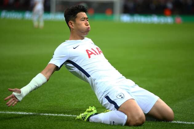September 13, 2017 - London, United Kingdom - Tottenham Hotspur s Son Heung-Min celebrates his goal .during Champion League Group H match between Tottenham Hotspur against Borussia Dortmund at Wembley stadium, London on 13 Sept 2017. Tottenham Hotspur v Borussia Dortmund - UEFA Champions League  - ZUMAn230 20170913_zaa_n230_237 Copyright: xKieranxGalvinx