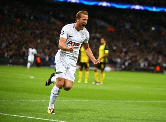 September 13, 2017 - London, United Kingdom - Tottenham Hotspur s Harry Kane ecelebrates goal .during Champion League Group H match between Tottenham Hotspur against Borussia Dortmund at Wembley stadium, London on 13 Sept 2017 Tottenham Hotspur v Borussia Dortmund - UEFA Champions League  - ZUMAn230 20170913_zaa_n230_263 Copyright: xKieranxGalvinx