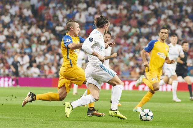 September 13, 2017 - Madrid, Spain - Gareth Bale (midfielder; Real Madrid) in action during the UEFA Champions League match between Real Madrid and Apoel FC at Santiago Bernabeu on September 13, 2017 in Madrid Real Madrid vs Apoel FC UEFA Champions League  - ZUMAg15_ 20170913_zaf_g15_041 Copyright: xJackxAbuinx