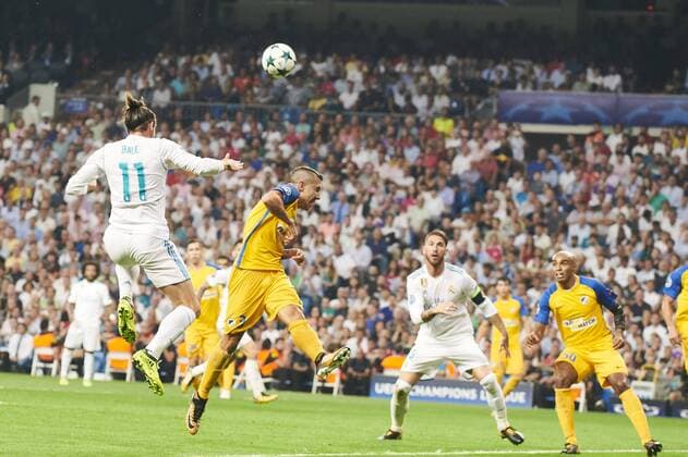 September 13, 2017 - Madrid, Spain - Gareth Bale (midfielder; Real Madrid) in action during the UEFA Champions League match between Real Madrid and Apoel FC at Santiago Bernabeu on September 13, 2017 in Madrid Real Madrid vs Apoel FC UEFA Champions League  - ZUMAg15_ 20170913_zaf_g15_062 Copyright: xJackxAbuinx