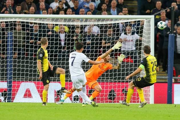 Son Heung-Min (Tottenham), SEPTEMBER 13, 2017 - Football Soccer : Son Heung-Min of Tottenham Hotspur misses a shot during the UEFA Champions League Group Stage match between Tottenham Hotspur and Borussia Dortmund at Wembley Stadium in London, England. Noxthirdxpartyxsales  (mdga017207)