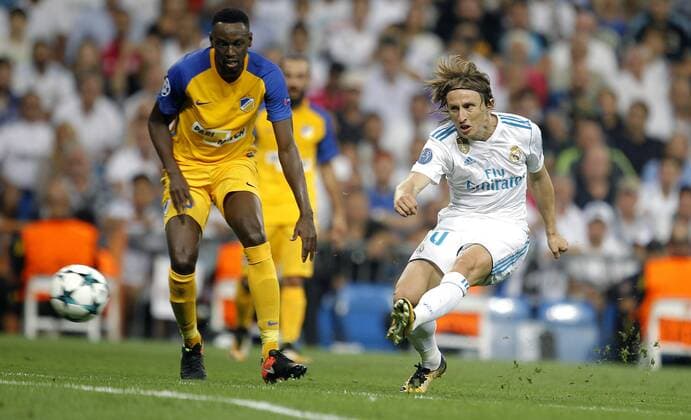 Partido de la Champions League disputado entre Real Madrid y Apoel. En la imagen, Modric. Champions League match played between Real Madrid and Apoel. In this picture, Modric. 