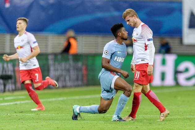 Timo Werner RB Leipzig 11 and Jemerson AS Monaco 5 the Champions League Game between RB Leipzig and AS Monaco at 13 09 2017 Leipzig Copyright: xSchueler Eibner-Pressefotox EP_JSE