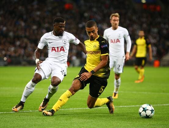 September 13, 2017 - London, England, United Kingdom - Jeremy Toljan of Borussia Dortmund.during Champion League Group H match between Tottenham Hotspur against Borussia Dortmund at Wembley stadium, London, UK on 13 Sepember 2017. Tottenham won the game 3-1. Tottenham Hotspur v Borussia Dortmund - UEFA Champions League  - ZUMAn230 20170913_zaa_n230_454 Copyright: xKieranxGalvinx
