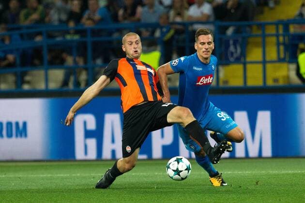 Player Yaroslav Rakytskyi (FC Shakhtar) and player Arkadiusz Milik (S.S.C. Napoli) Donetsk  Copyright: ChumachenkoxAlexey 508971
