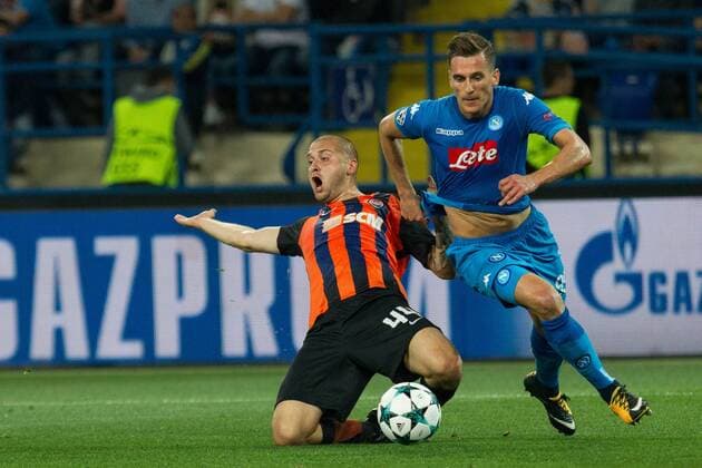 Player Yaroslav Rakytskyi (FC Shakhtar) and player Arkadiusz Milik (S.S.C. Napoli) Donetsk  Copyright: ChumachenkoxAlexey 508972