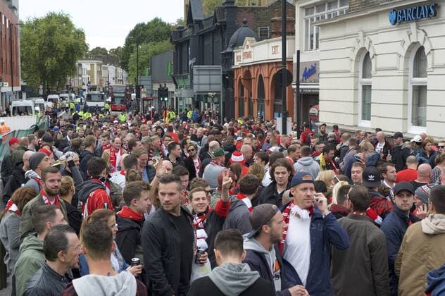 Arsenal v FC Cologne UEFA Champions League Police have to close the road at Highbury corner and Highbury Place due to FC Cologne fans before the UEFA Champions League match at the Emirates Stadium, London Content Not Available For UK Newspapers Copyright: xAlanxStanfordx FIL-10666-0004