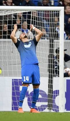 Sandro Wagner TSG 1899 Hoffenheim Disappointment disappointed After awards Torchance Chance Gesture Gesture TSG 1899 Hoffenheim vs Sporting SC Braga Europe League 14 09 2017 TSG 1899 Hoffenheim vs Sporting SC Braga