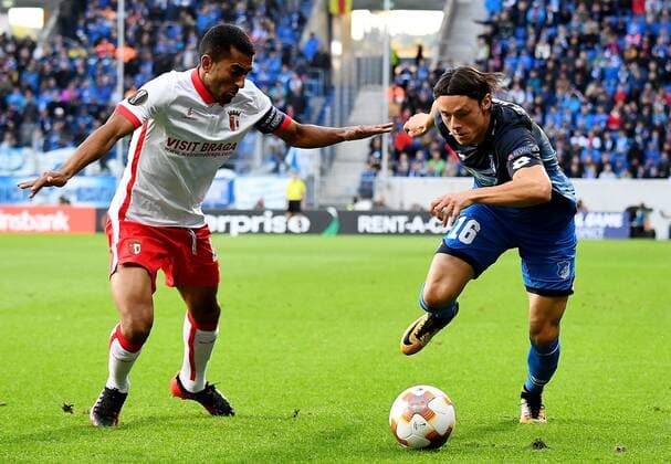 14 09 2017 xfux Football Europe League TSG 1899 Hoffenheim Sporting Braga emspor v l Marcelo Goiano SC Sporting Braga Nico Schulz 1899 Hoffenheim Sinsheim