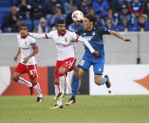 v left Ricardo Esgaio Nico Schulz Hoffenh TSG 1899 Hoffenheim Sporting Braga Sinsheim ger 14 09 2017 Europe League 2017 2018