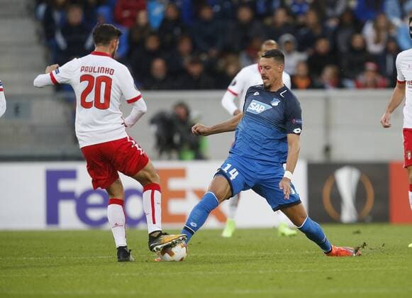 v left Paulinho Braga Sandro Wagner Hoffenh TSG 1899 Hoffenheim Sporting Braga Sinsheim ger 14 09 2017 Europe League 2017 2018