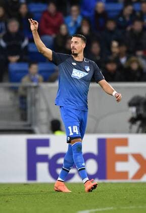 goal to 1 0 through Sandro Wagner TSG 1899 Hoffenheim goal celebration TSG 1899 Hoffenheim vs Sporting SC Braga Europe League 14 09 2017 TSG 1899 Hoffenheim vs Sporting SC Braga