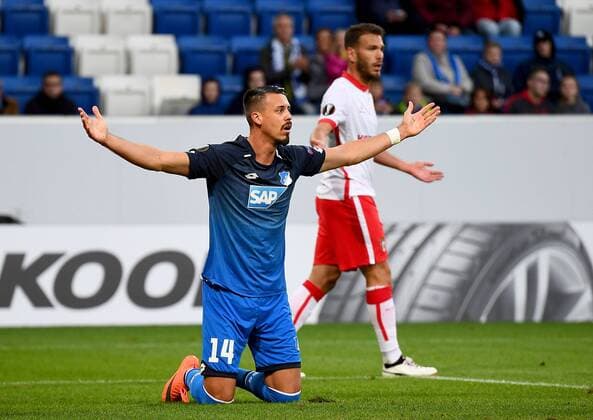 14 09 2017 xfux Football Europe League TSG 1899 Hoffenheim Sporting Braga emspor v l Sandro Wagner 1899 Hoffenheim DISAPPOINTED DISAPPOINTED looking dissapointed gives Instructions gesticulates with the Poor gesticulate Gives instructions gesticulate gesticolando Sinsheim