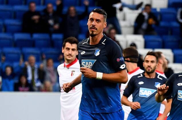 14 09 2017 xfux Football Europe League TSG 1899 Hoffenheim Sporting Braga emspor v l Sandro Wagner 1899 Hoffenheim goal celebration Goal Celebration Celebrate The Goal to 1 0 Sinsheim