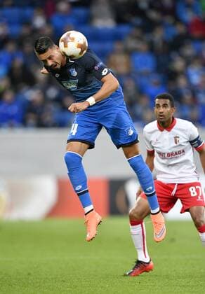 Sandro Wagner TSG 1899 Hoffenheim Action shot Head ball TSG 1899 Hoffenheim vs Sporting SC Braga Europe League 14 09 2017 TSG 1899 Hoffenheim vs Sporting SC Braga