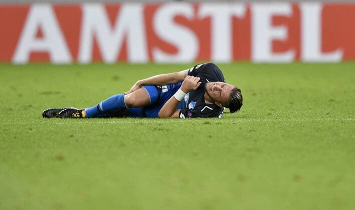 Ermin Bicakcic TSG 1899 Hoffenheim injured Injury at Bottom TSG 1899 Hoffenheim vs Sporting SC Braga Europe League 14 09 2017 TSG 1899 Hoffenheim vs Sporting SC Braga