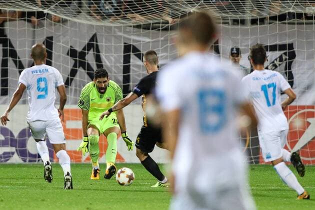 SOCCER - EL, Rijeka vs Athens RIJEKA,CROATIA,14.SEP.17 - SOCCER - UEFA Europa League, group stage, HNK Rijeka vs AEK Athens. Image shows Giannis Anestis (Athens). GEPAxpictures xMaticxKlansek