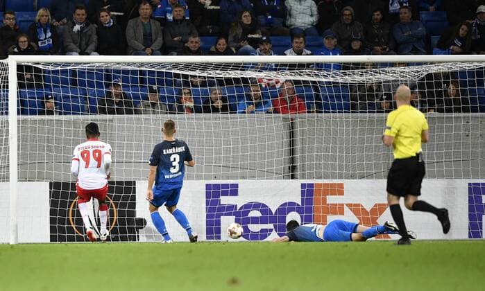 goal to 1 2 through Dyego Sousa Sporting Braga 99 TSG 1899 Hoffenheim vs Sporting SC Braga Europe League 14 09 2017 TSG 1899 Hoffenheim vs Sporting SC Braga