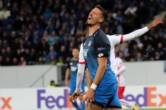 Sandro Wagner Hoffenheim 14 disappointed looking Disappointment Frustration disappointed pessimistic Football UEFA Europe League TSG 1899 Hoffenheim SC Braga xozx