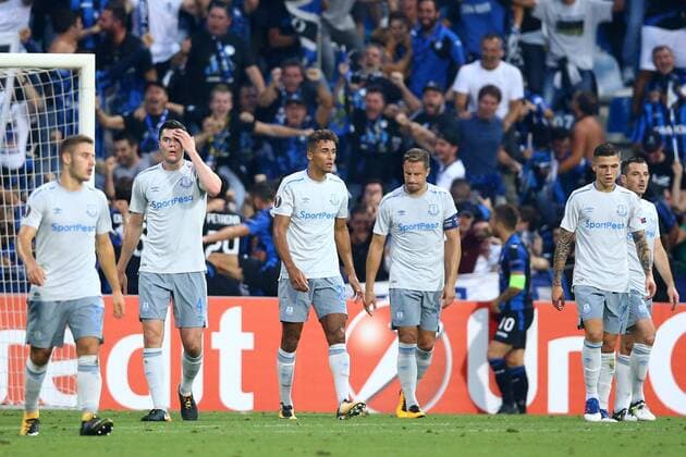 September 14, 2017 - Reggio Emilia, Italy - Delusion of Everton players after the goal of 1-0 during the UEFA Europa League Group E football match Atalanta vs Everton at The Stadio Citto del Tricolore in Reggio Emilia on September 14, 2017. Atalanta v Everton FC - UEFA Europa League  - ZUMAn230 20170914_zaa_n230_124 Copyright: xMatteoxCiambellix