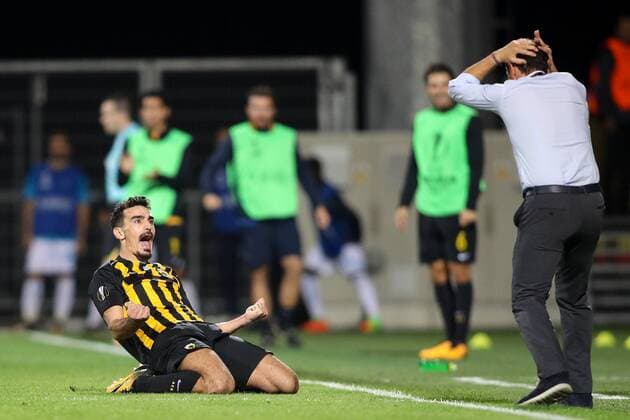 SOCCER - EL, Rijeka vs Athens RIJEKA,CROATIA,14.SEP.17 - SOCCER - UEFA Europa League, group stage, HNK Rijeka vs AEK Athens. Image shows the rejoicing of Lazaros Christodoulopoulos (Athens). GEPAxpictures xMaticxKlansek