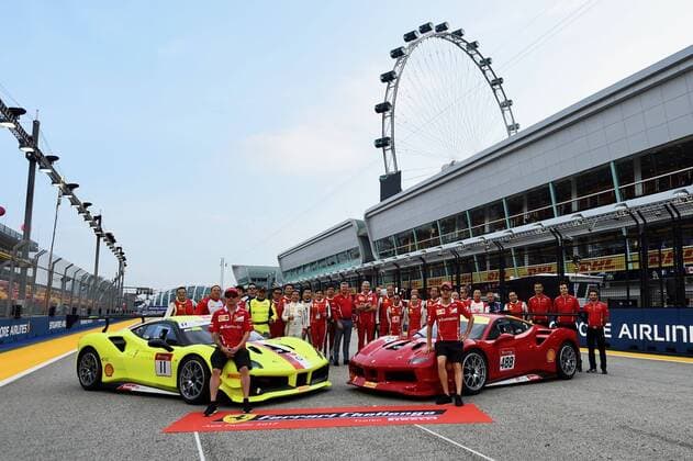 Ferrari Challenge Pictures Sebastian Vettel ger 5 Scuderia Ferrari Kimi Raikkonen Fin 7 Scuderia Ferrari grand Prize from Singapore 2017 Preparations motor aviation Formula 1 14 09 2017 Singapore Copyright: xAndre Eibner-Pressefotox EP_JAE
