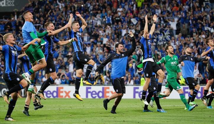 Atalanta players celebrates the victory at the end of the UEFA Europa League group stage match between Atalanta and Everton at Stadio CittÃ del Tricolore, Reggio Emila, Italy on 14 September 2017. Copyright: xRobertoxBreganix 16670043