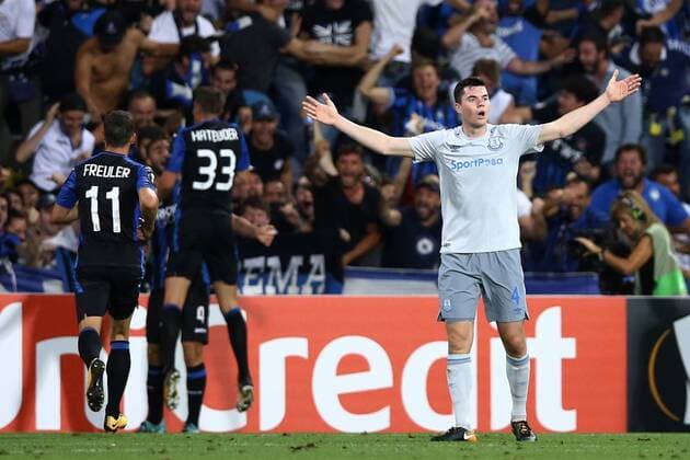 September 14, 2017 - Reggio Emilia, Italy - MIchael Keane of Everton displeasure after the goal of 3-0 during the UEFA Europa League Group E football match Atalanta vs Everton at The Stadio Citto del Tricolore in Reggio Emilia on September 14, 2017. Atalanta v Everton FC - UEFA Europa League  - ZUMAn230 20170914_zaa_n230_156 Copyright: xMatteoxCiambellix