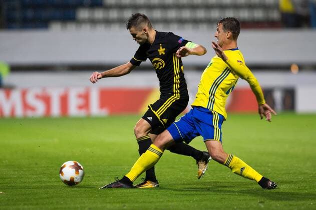 OLOMOUC 14.09.2017 PILKA NOZNA LIGA EUROPY KOLEJKA 01 GRUPA F FK FASTAV ZLIN - SHERIFF TIRASPOL SPORT FOOTBALL - UEFA EUROPA LEAGUE ROUND I GROUP F FASTAV ZLIN - SHERIFF TIRASPOL NZ. MATEO SUSIC (SHERIFF) VUKADIN VUKADINOVIC (FASTAV) FOT. MICHAL CHWIEDUK FOKUSMEDIA.COM.PL NEWSPIX.PL --- Newspix.pl  170914CHW019