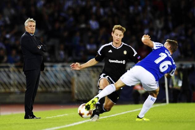170914 Kare Ingebrigtsen, head coach of Rosenborg, during the UEFA Europa League match between Real Sociedad and Rosenborg on September 14, 2017 in San Sebastian. Photo: Vegard Wivestad GrÃ¸tt BILDBYRAN kod VG 170013  Copyright: VEGARDxWIVESTADxGRÃ?TT BB170914BB391