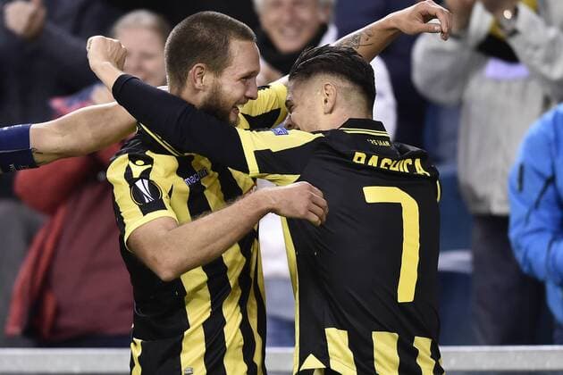 ARNHEM, GelreDome, 14-09-2017, 2017-2018, groepsfase, Europa League, Vitesse - Lazio Roma, juichen na de 1-0 van Tim Matavz Vitesse - Lazio Roma  x1708888x