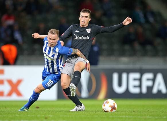 14 09 2017 Football UEFA Europe League 2017 2018 Group stage 1 Matchday Hertha BSC Berlin Athletic Bilbao in Olympic Stadium Berlin v l Ondrej Duda Hertha BSC Berlin against Inigo Cordoba Athletic Bilbao