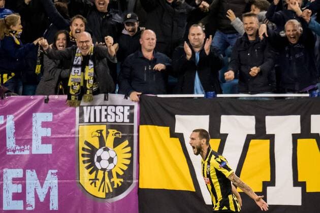 Tim Matavz of Vitesse 1-0 during the UEFA Europa League group K match between Vitesse Arnhem and Lazio Roma at Gelredome on September 14, 2017 in Arnhem, The Netherlands UEFA Europa League 2017 2018 xVIxVIxImagesx xRonaldxBonestrooxIVx 8744609