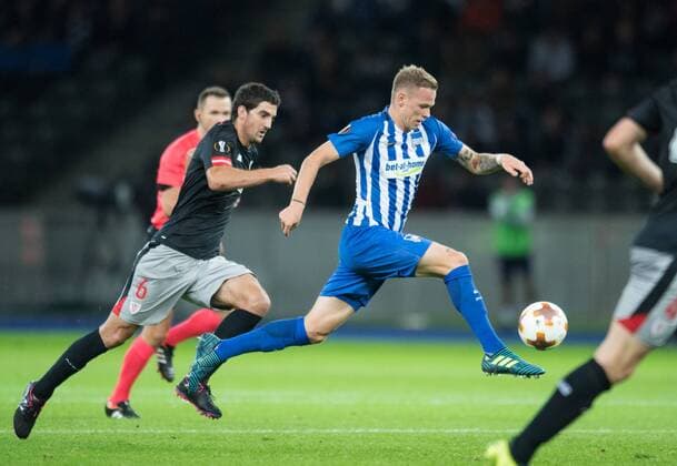 Vl Mikel San Jose Bil Ondrej Duda B Football International UEFA Europe League Season 2017 2018 Group game Hertha BSC Berlin Athletic Club Bilbao in Olympic Stadium in Berlin Germany at 14 09 2017