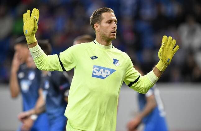 Goalkeeper Oliver Baumann TSG 1899 Hoffenheim Gesture Gesture TSG 1899 Hoffenheim vs Sporting SC Braga Europe League 14 09 2017 TSG 1899 Hoffenheim vs Sporting SC Braga