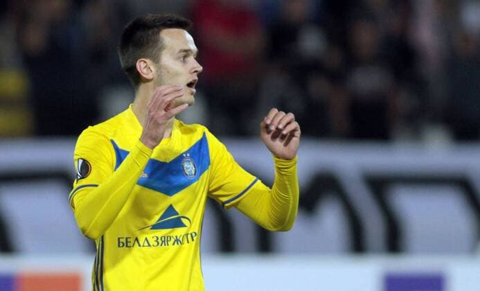 14.09.2017 Belgrade(Serbia) FK Crvena Zvezda(FC Red Star)-FC Bate Borisov Europa League men s football Mirko Ivanic FC Bate Borisov after lost chance : 