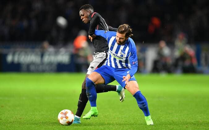 Marvin Plattenhardt Hertha BSC and Inaki Williams Bilbao Hertha BSC Berlin Athletic Bilbao Europe League Group stage 1 Matchday Football Football Soccer men Men Men Germany Germany Berlin 14 9 2017 Olympic Stadium