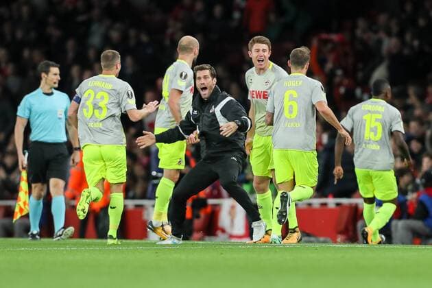 London England 14 09 2017 UEFA Europe League 2017 18 Season 1st Game Day FC Arsenal 1 FC Cologne goal to 0 1 Scorer Jhon Andres Cordoba Koe will cheered DeFodi048