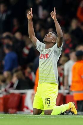 London England 14 09 2017 UEFA Europe League 2017 18 Season 1st Game Day FC Arsenal 1 FC Cologne goal to 0 1 Scorer Jhon Andres Cordoba Koe cheering DeFodi048