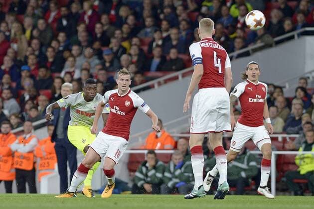 London England 14 09 2017 UEFA Europe League 2017 18 Season 1st Game Day FC Arsenal 1 FC Cologne goal to 0 1 for Cologne through John Cordoba Cologne left