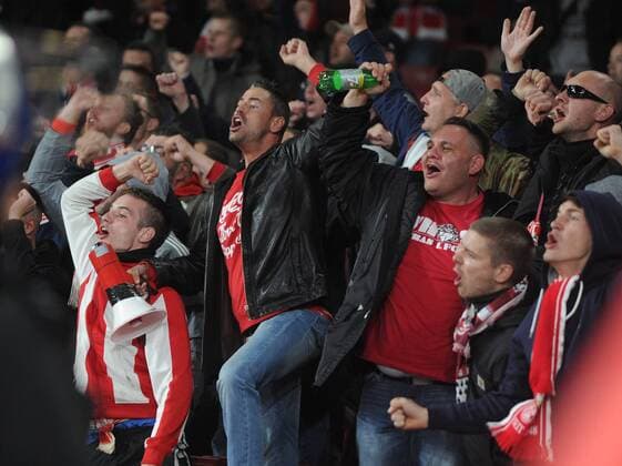Football - 2017 2018 Europa League - Group H: Arsenal vs. FC Koln Koln fans at The Emirates. COLORSPORT ANDREW COWIE 