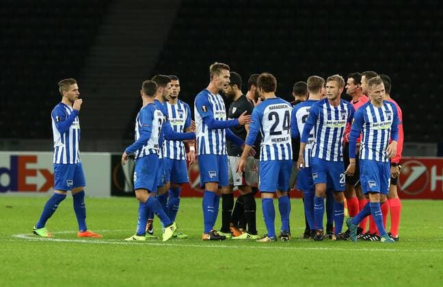 Hertha Team dissatisfied After Game over imitation Sports Football Football Europe League Euro League men Season 2017 2018 14 09 2017 Hertha BSC Berlin vs Athletic Bilbao