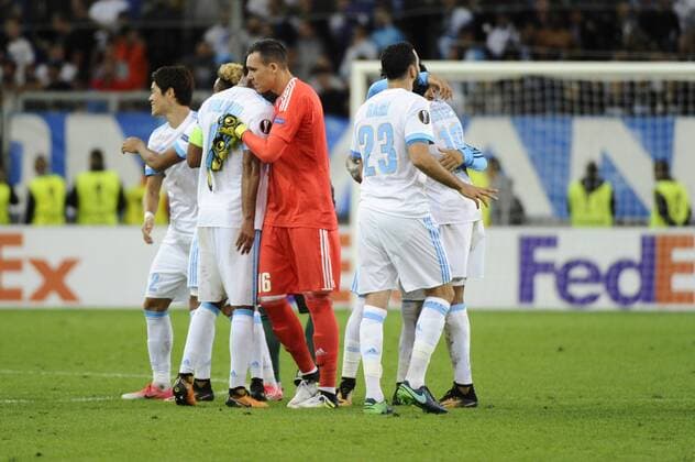 Joie Fin de match (OM) FOOTBALL : Marseille vs Konyaspor - Europa League - 14 09 2017 FranckPennant Panoramic 