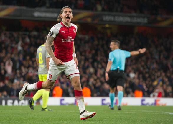 Hector Bellerin of Arsenal celebrates scoring during the UEFA Europa League group stage match between Arsenal and FC Cologne at the Emirates Stadium, London, England on 14 September 2017. Copyright: xVincexMignottx 16660019