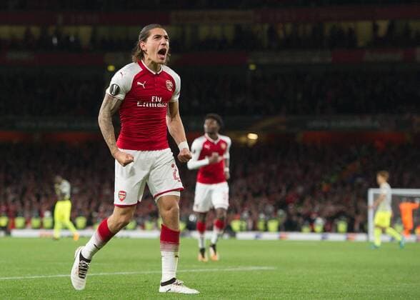 Hector Bellerin of Arsenal celebrates scoring during the UEFA Europa League group stage match between Arsenal and FC Cologne at the Emirates Stadium, London, England on 14 September 2017. Copyright: xVincexMignottx 16660022