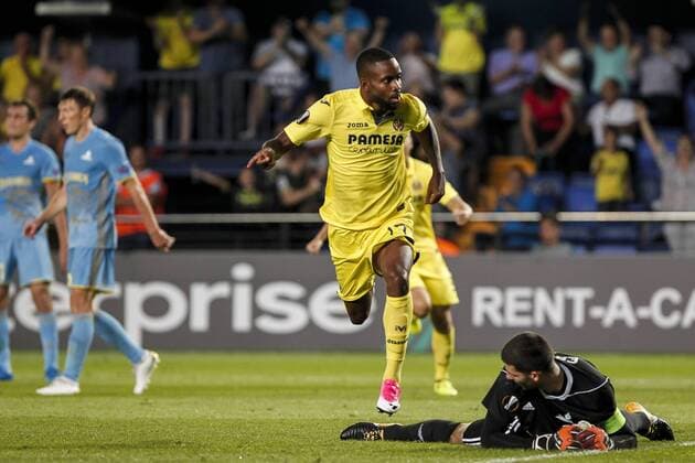 September 14, 2017 - Villarreal, Spain - 17 Cedric Bakambu of Villarreal CF celebrate after scoring the 2-1 goal during the UEFA Europa League Group A football match between Villarreal CF vs FC Astana at La Ceramica stadium in Villarreal on September 14, 2017. Villarreal CF v FK Astana - UEFA Europa League  - ZUMAn230 20170914_zaa_n230_350 Copyright: xJosexMiguelxFernandezx